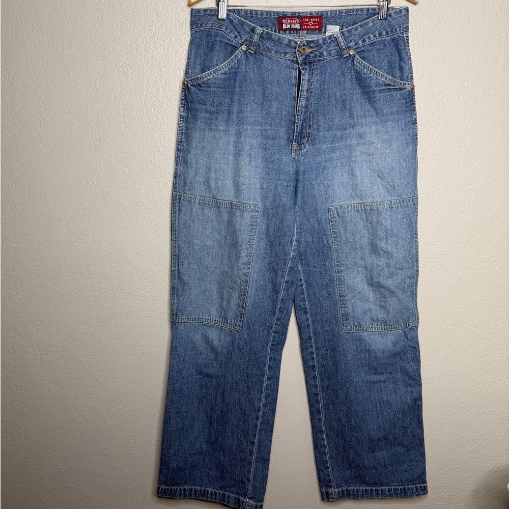 Old Navy y2k vintage wide leg carpenter utility jeans loose sz 12
